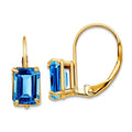 Curata 14K Yellow Gold Polished Leverback 7X5Mm Emerald Cut Amethyst Earrings