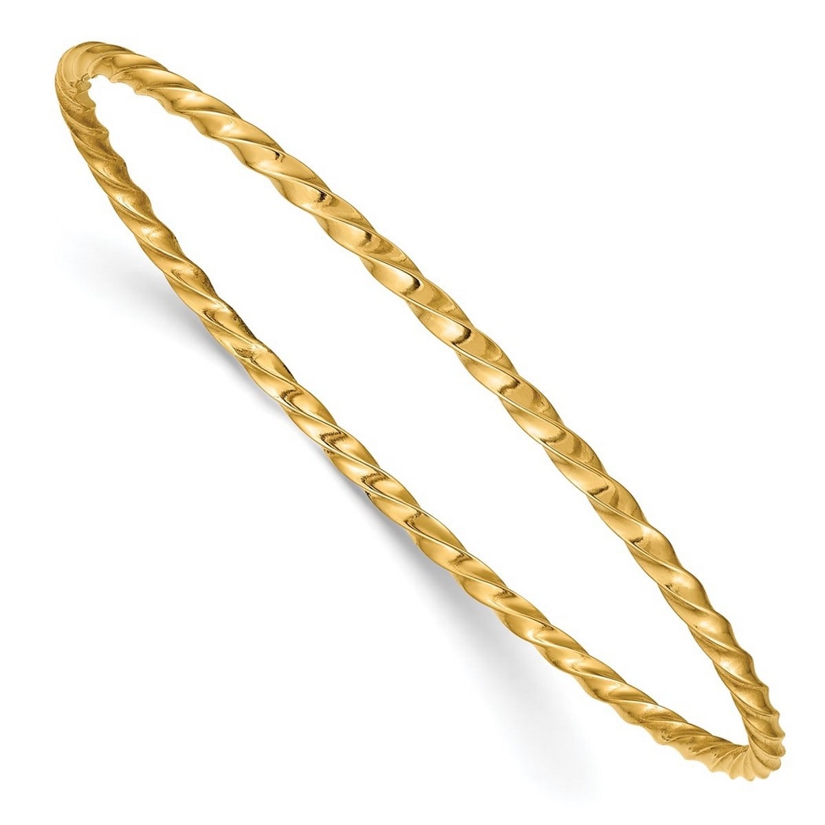Curata 14K Yellow Gold 8 2.5Mm Wide Twisted Slip On Bangle Bracelet