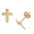 14K Yellow Gold Childrens Cross Stamping Stud Earrings
