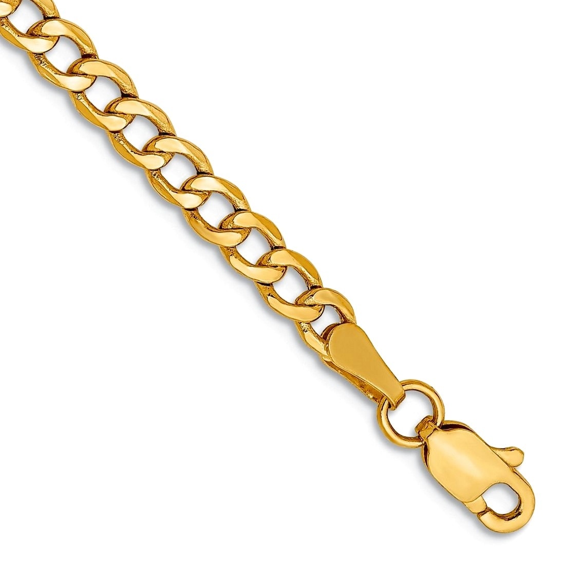 Curata 14K 3.35Mm Semi Solid Curb Link Chain Bracelet 9 Inch