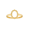 Curata 14K Yellow Gold Beaded Open Oval Ring