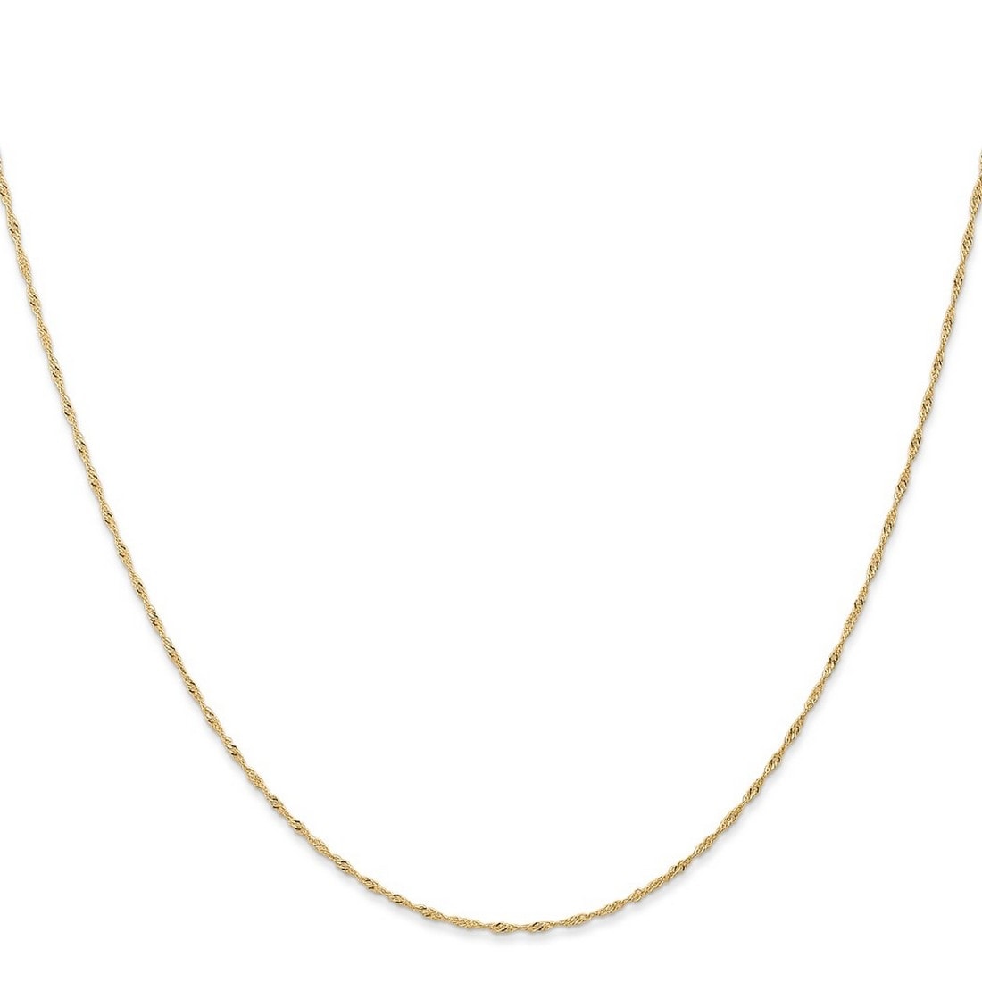 Curata 14K Yellow Gold Carded 1.0Mm Singapore Chain Necklace Spring Ring Options 16 18 20 24