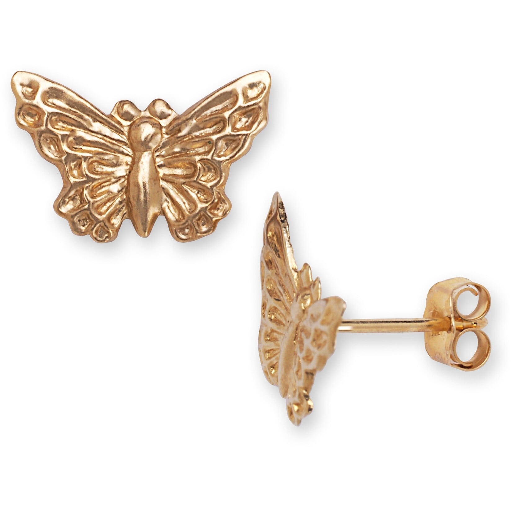 Curata 14K Yellow Gold Childrens Butterfly Earrings