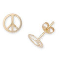 Curata 14K Yellow Gold Childrens Peace Sign Stamping Stud Earrings