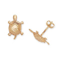 Curata 14K Yellow Gold Childrens Turtle Stamping Stud Earrings