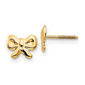 Curata 14K Yellow Gold Polished Screw Back Bows Screw Backback For Boys Or Girls Earrings Measures 5X7Mm