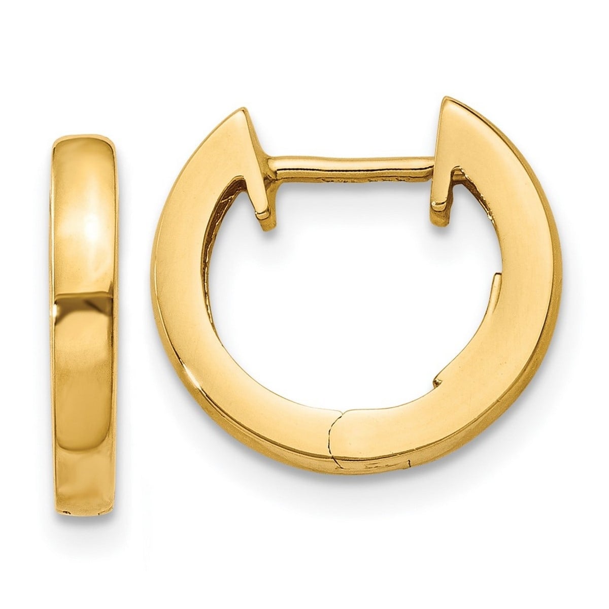 Curata 14K Yellow Gold Hollow 2Mm Polished Hinged Hoop Earrings