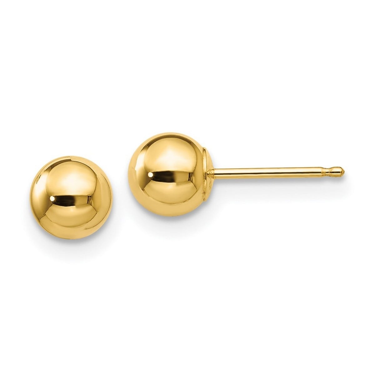 Curata 14K Yellow Gold Hollow Polished 5Mm Ball Post Earrings Measures 5X5Mm