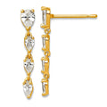 Curata 14K Yellow Gold Polished Heart With Cubic Zirconia Post Earrings