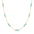 Curata 14K Yellow Gold Italian 18 Inlaid Genuine Gemstone 10X2Mm Bar Station Necklace
