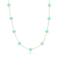 Curata 14K Yellow Gold Italian 18 Inlaid Genuine Gemstone 7Mm Heart Station Necklace