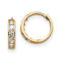 Curata 14K Yellow Gold Madi K Cubic Zirconia For Boys Or Girls Hinged Hoop Earrings