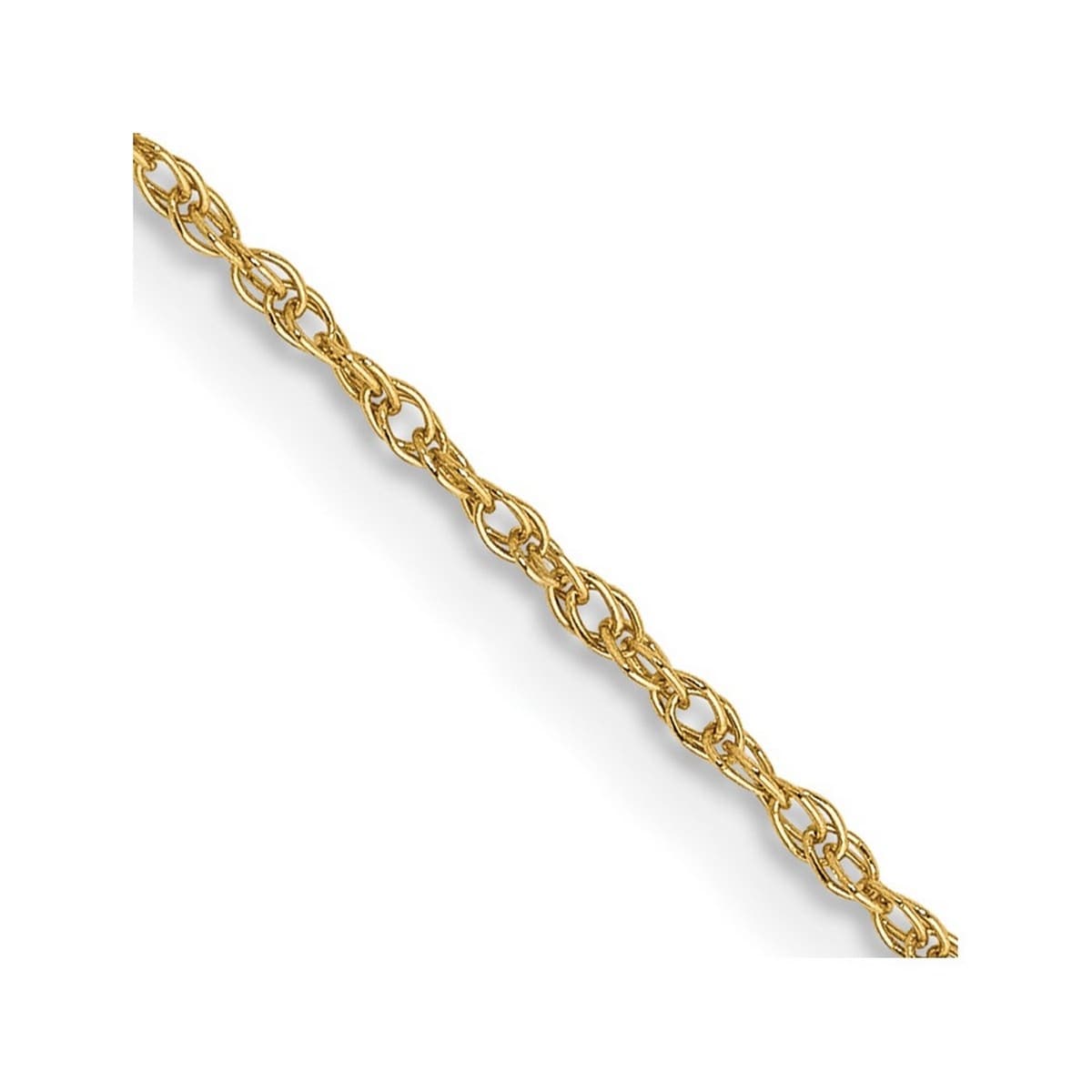 Curata 14K Yellow Gold Polished .8Mm Lite Baby Rope Chain Bracelet 7 Inch Spring Ring