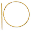 Curata 14K Yellow Gold Polished Hollow Tube 1.25Mm Endless Hoop Earrings