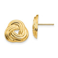 Curata 14K Yellow Gold Polished Post Earrings Love Knot Earrings Measures 13X13Mm