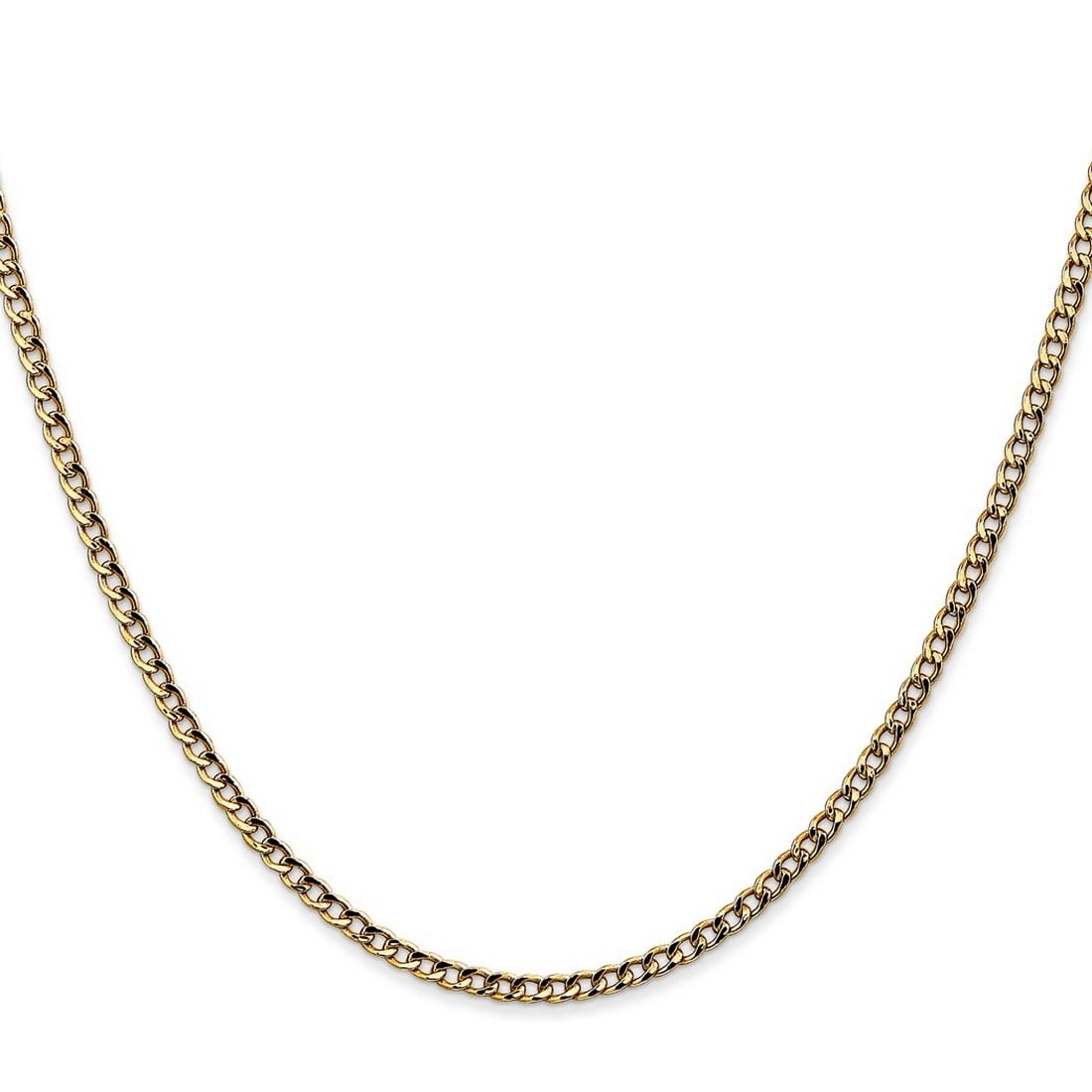Curata 14K Yellow Gold Polished 2.5Mm Semi Solid Curb Chain Necklace Options 16 18 20 22 24 28