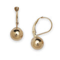 Curata 14K Yellow Gold Polished 28X8Mm Ball Stationary Lever Back Earrings