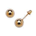 Curata 14K Yellow Gold 5Mm Polished Ball Screw Back Stud Earrings