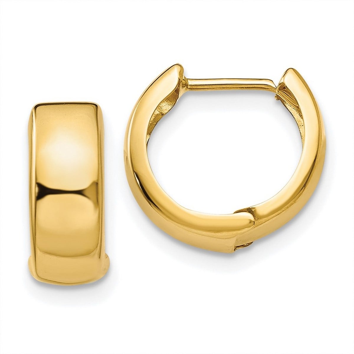 Curata 14K Yellow Gold Polished Hinged Hoop Earrings