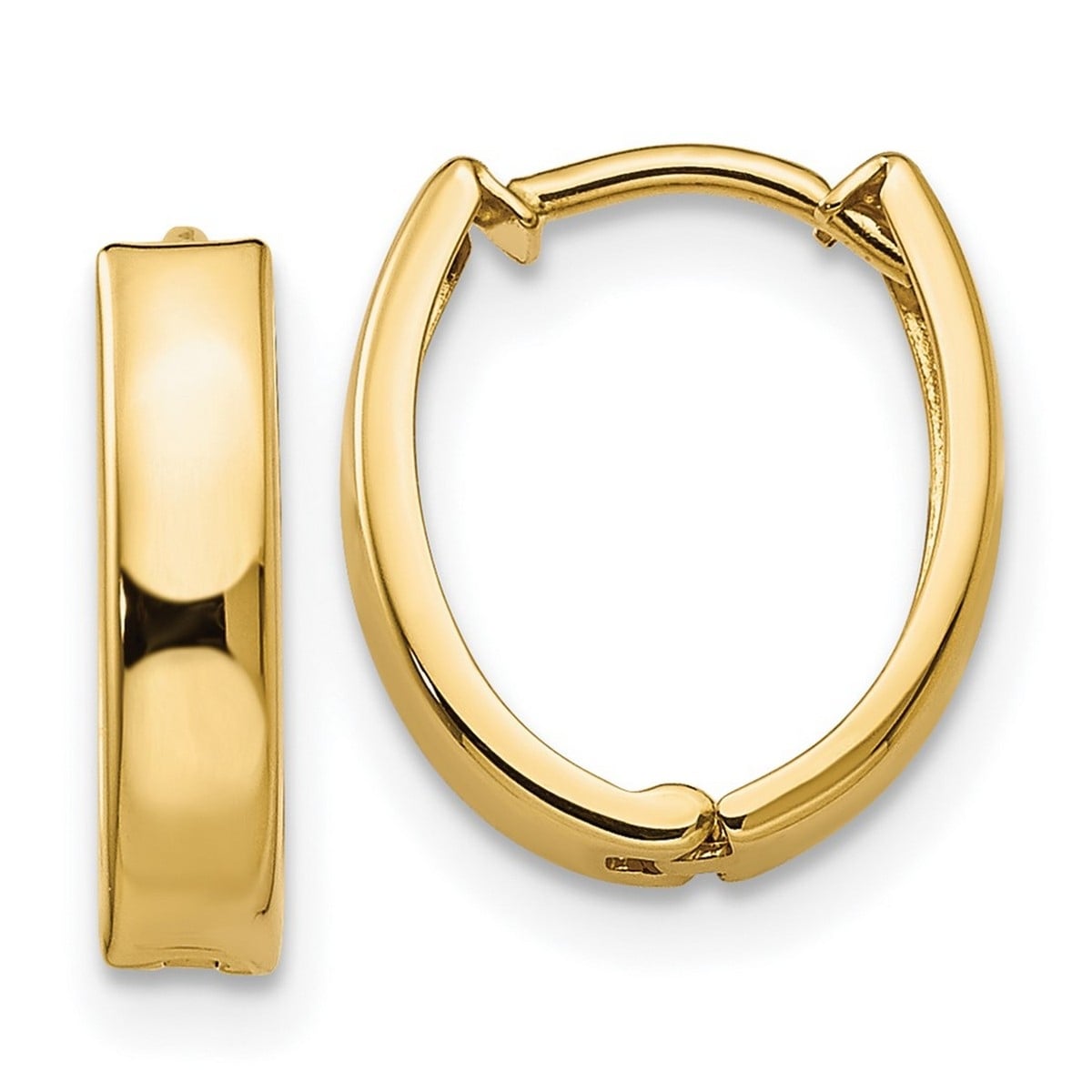 Curata 14K Yellow Gold Polished Hinged Hoop Earrings
