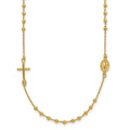 Curata 14K Yellow Gold Polished Religious Beaded Cross Rosary Necklace 16