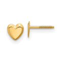Curata 14K Yellow Gold Polished Screw Back Heart Post Earrings