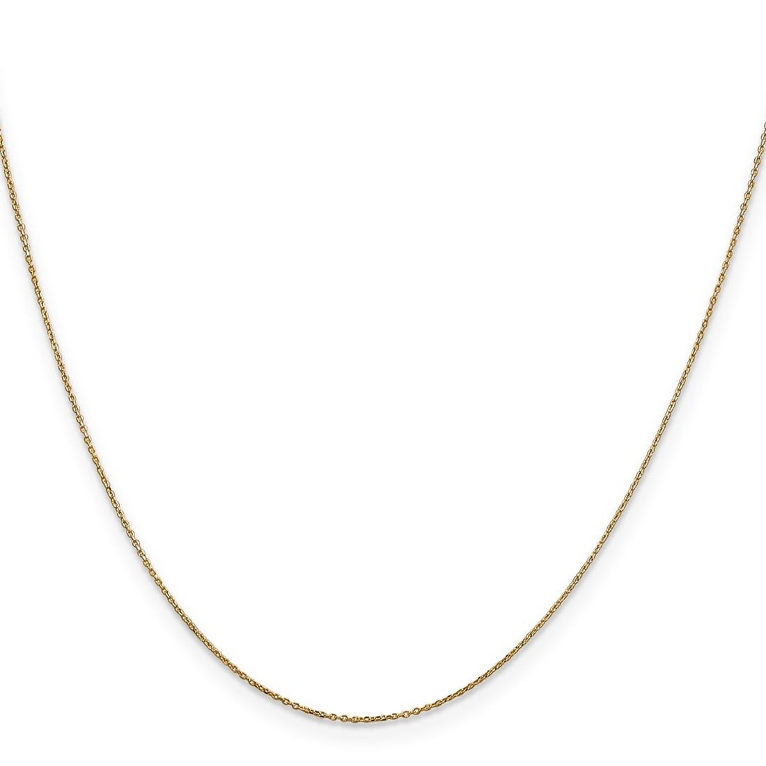 Curata 14K Yellow Gold Solid 0.6Mm Diamond Cut Cable Chain Necklace Options 16 18 20 24
