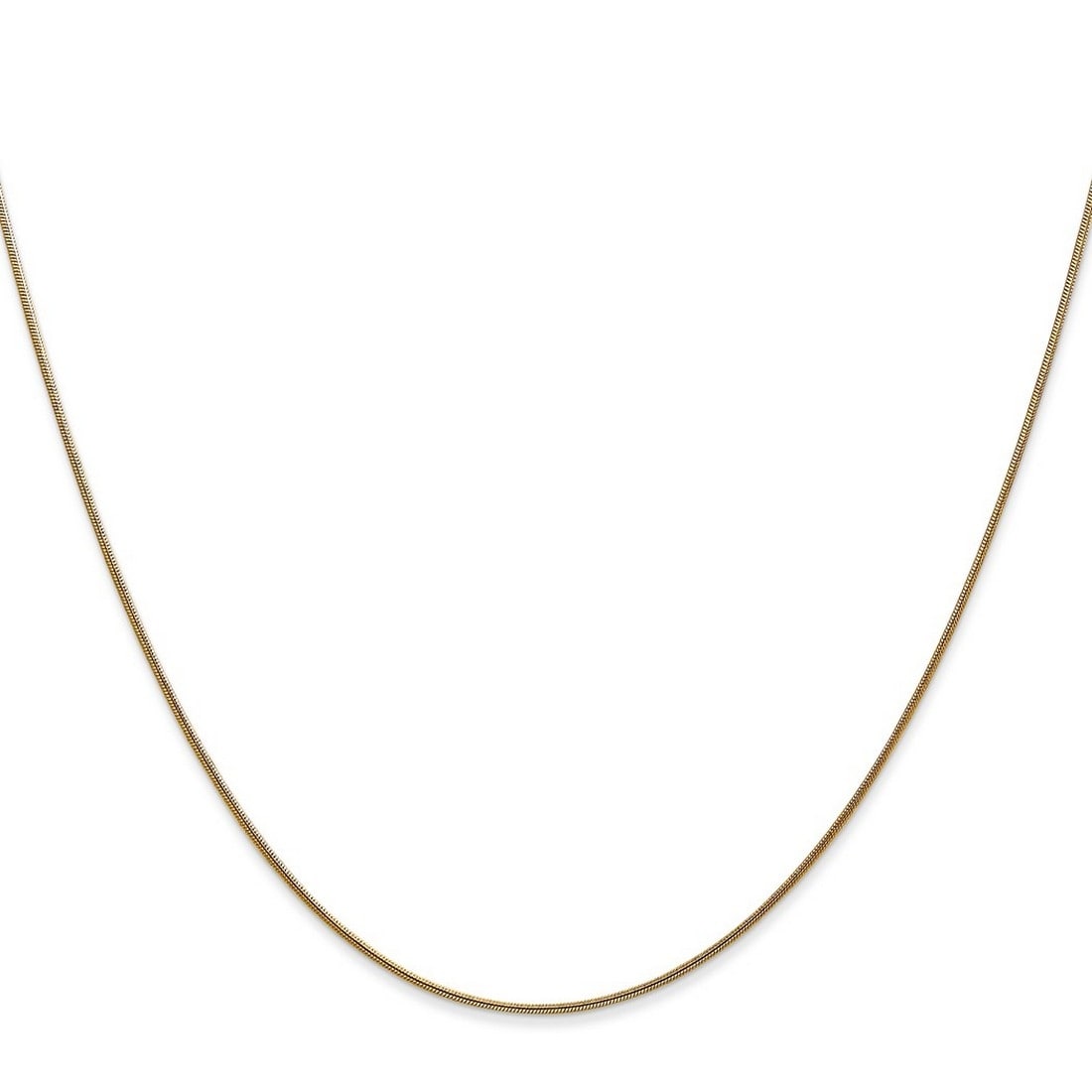 Curata 14K Yellow Gold Solid 0.8Mm Round Snake Chain Necklace Lobster Options 16 18 20 24