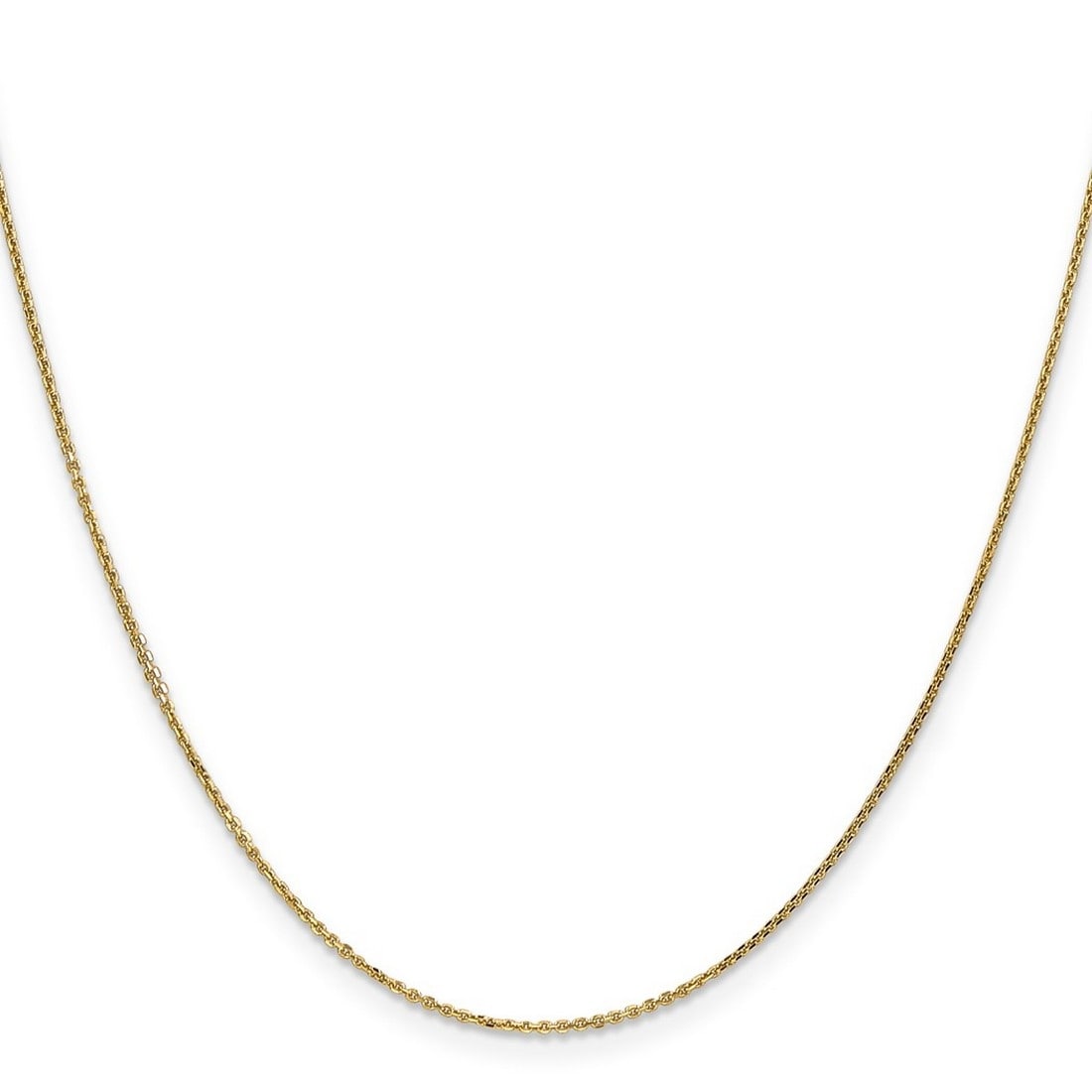 Curata 14K Yellow Gold Solid 0.95Mm Diamond Cut Cable Chain Necklace Lobster Options 16 18 20 22 24 26 30