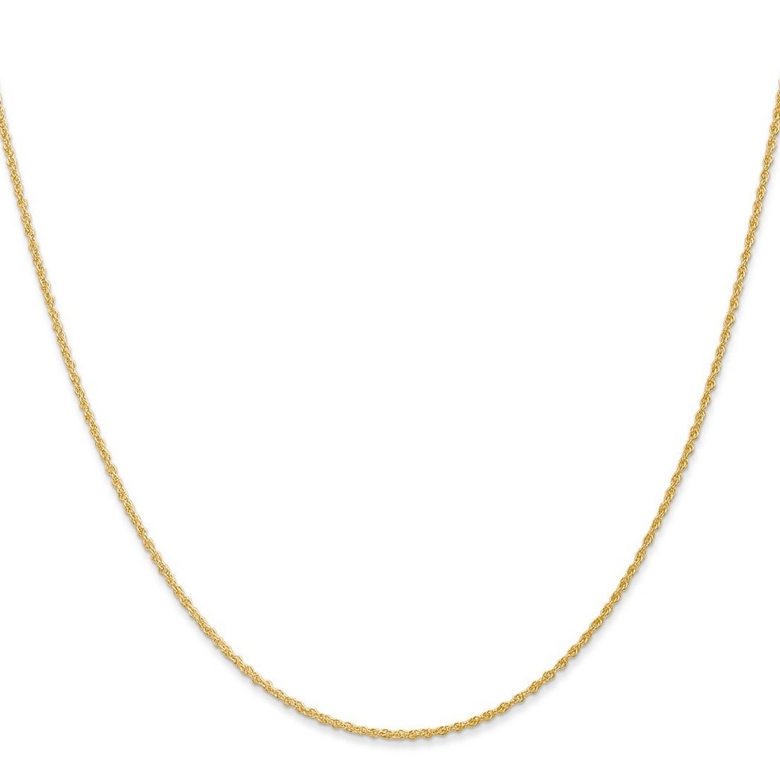 Curata 14K Yellow Gold Solid 1.1Mm Baby Rope Chain Necklace Options 16 18 20 24 30