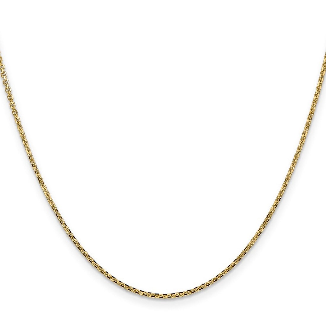 Curata 14K Yellow Gold Solid 1.3Mm Diamond Cut Cable Chain Necklace Lobster Options 16 18 20 22 24 26