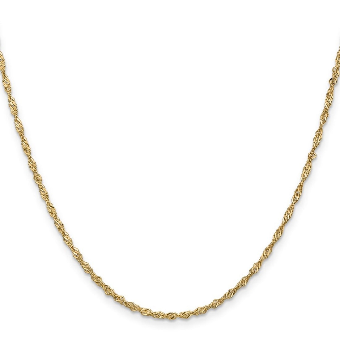 Curata 14K Yellow Gold Solid 1.7Mm Polished Singapore Chain Necklace Lobster Options 16 18 20 24 30