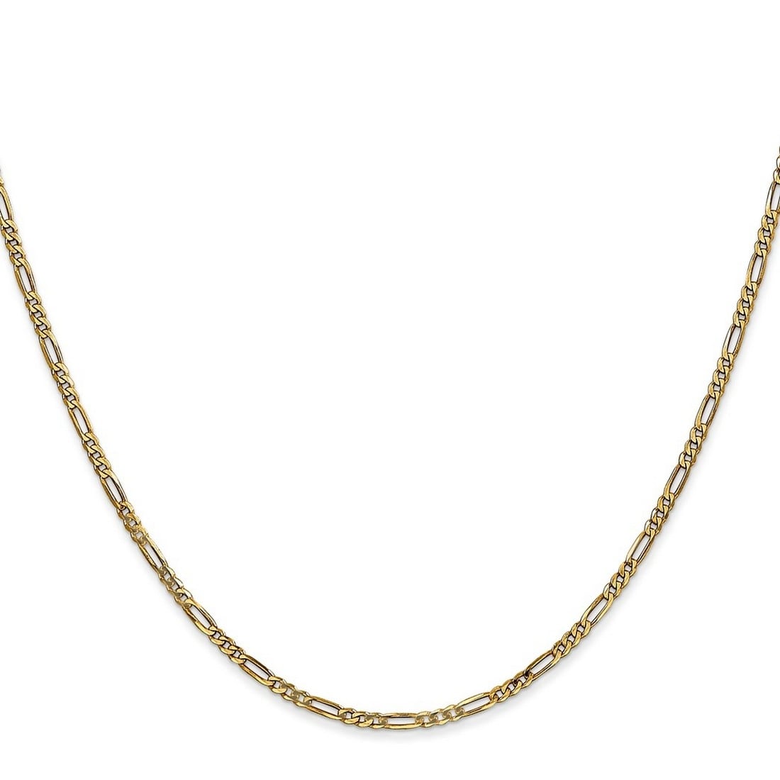 Curata 14K Yellow Gold Solid 1.8Mm Flat Figaro Chain Necklace Lobster Options 16 18 20 24