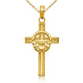 Curata 14K Yellow Gold Solid Satin Flat Back Sparkle Cut Not Engraveable Irish Claddagh Celtic Trinity Knot Religious Faith Cros