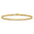 Curata 14K Yellow Gold Solid Polished 3Mm Concave Nautical Ship Mariner Anchor Chain Bracelet 7 Inch