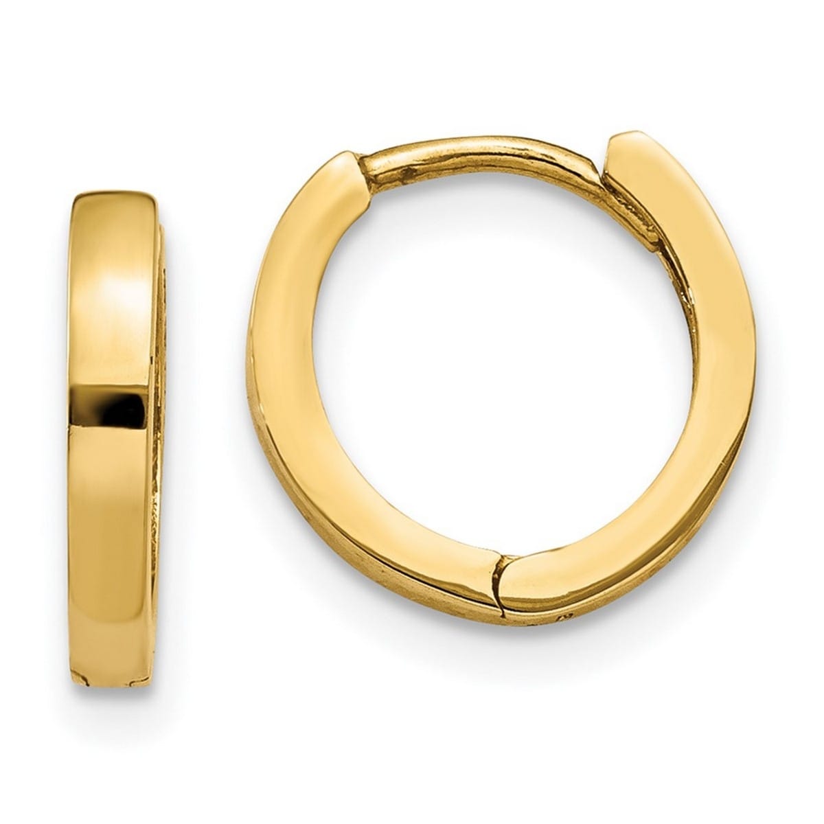 Curata 14K Yellow Gold Solid Polished Hinged Hoop Earrings