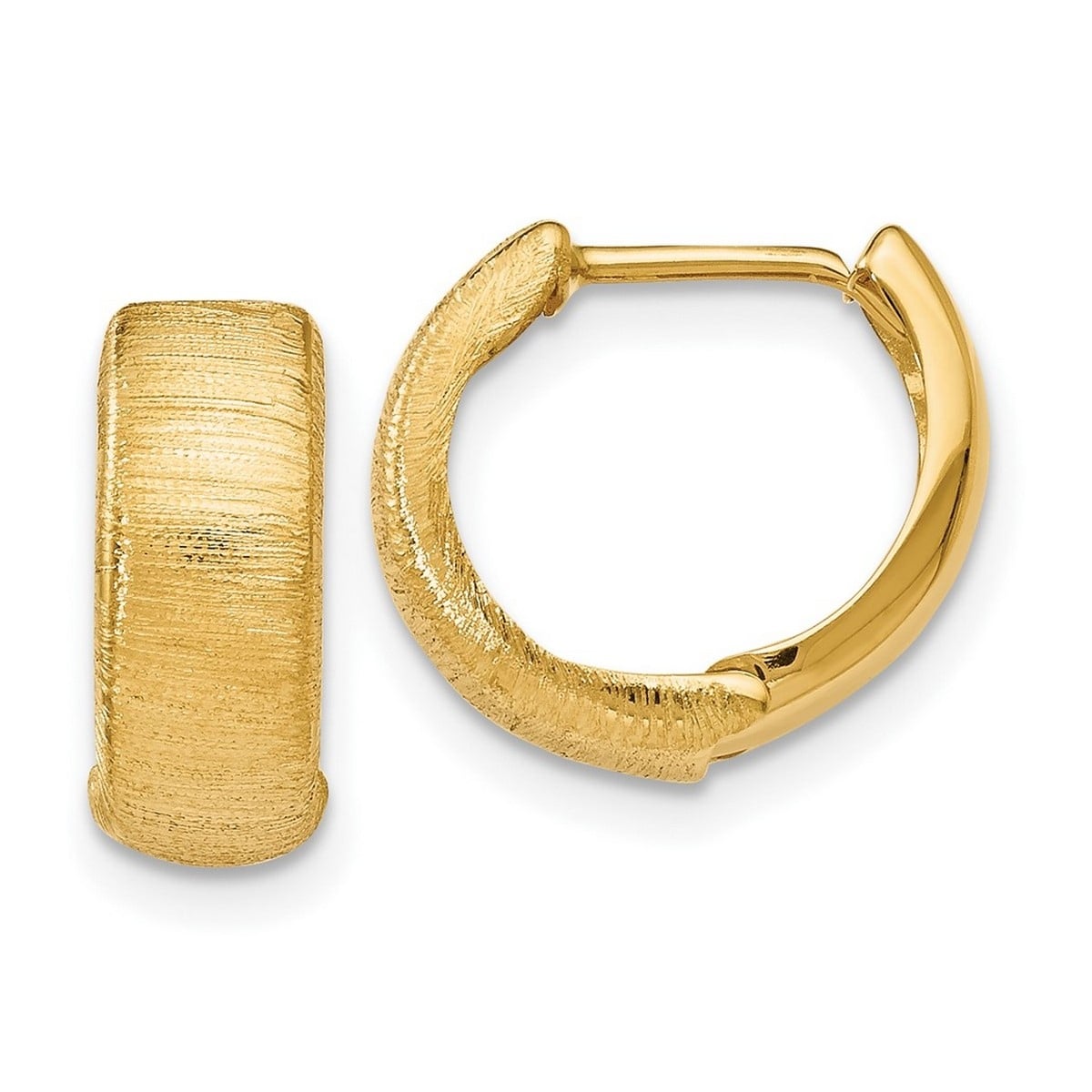 Curata 5Mm 14K Yellow Gold Polished And Textured Hinged Hoop Earrings Jewelry Gifts For Women
