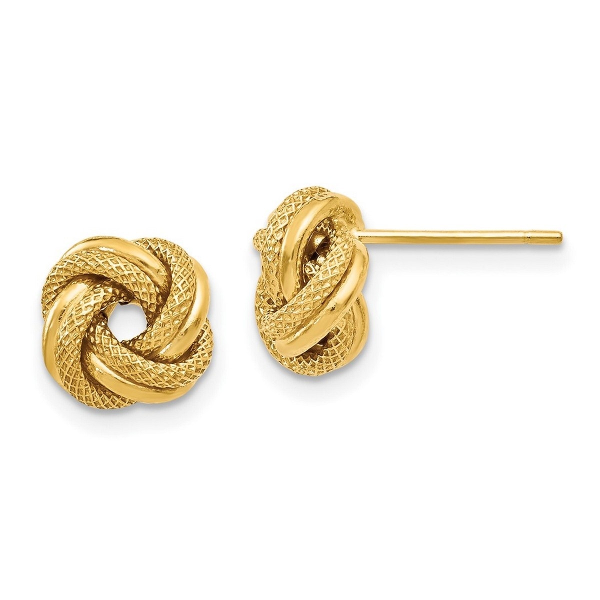 Curata 9Mm 14K Yellow Gold Polished Sparkle Cut Love Knot Post Earrings Jewelry Gifts For Women
