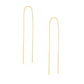 Curata 14K Yellow Gold Thin Bar Box Chain Threader Earrings