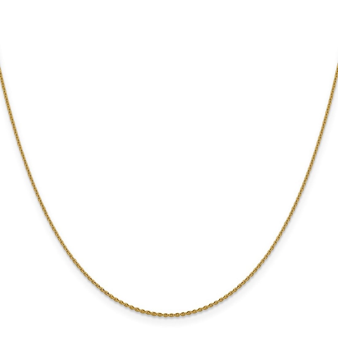Curata 14K Yellow Gold 1.15Mm Diamond Cut Open Oval Cable Chain Necklace Options 16 18 20