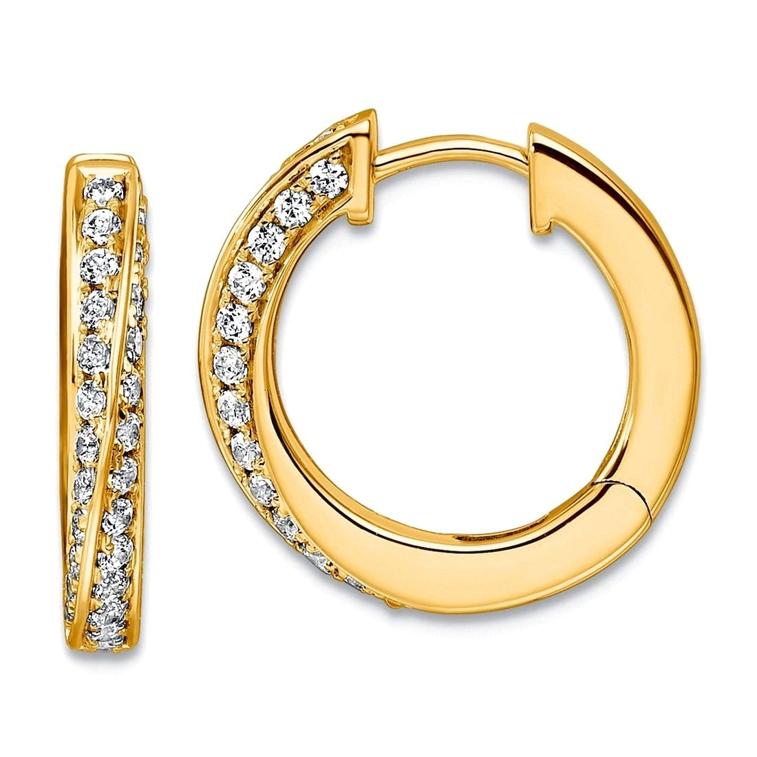 Curata 14K Yellow Or White Gold 0.625 Cttw Lab Grown Diamond Vs Def Twisted Hinged Huggies Earrings