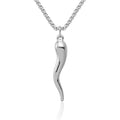 Curata 14K Yellow Gold 18 29X5Mm Italian Horn Cornicello Good Luck Necklace