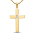 Curata 14K Yellow Gold Solid Prong Set Flat Back Polished Back Polished .02Ct. Diamond Cross Pendant