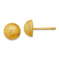 Curata 18K Yellow White Or Rose Gold Italian 8Mm Textured Half Round Button Earrings