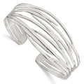 Curata 26.4Mm 925 Sterling Silver 26.4Mm Polished Multi Row Cuff Bangle Bracelet