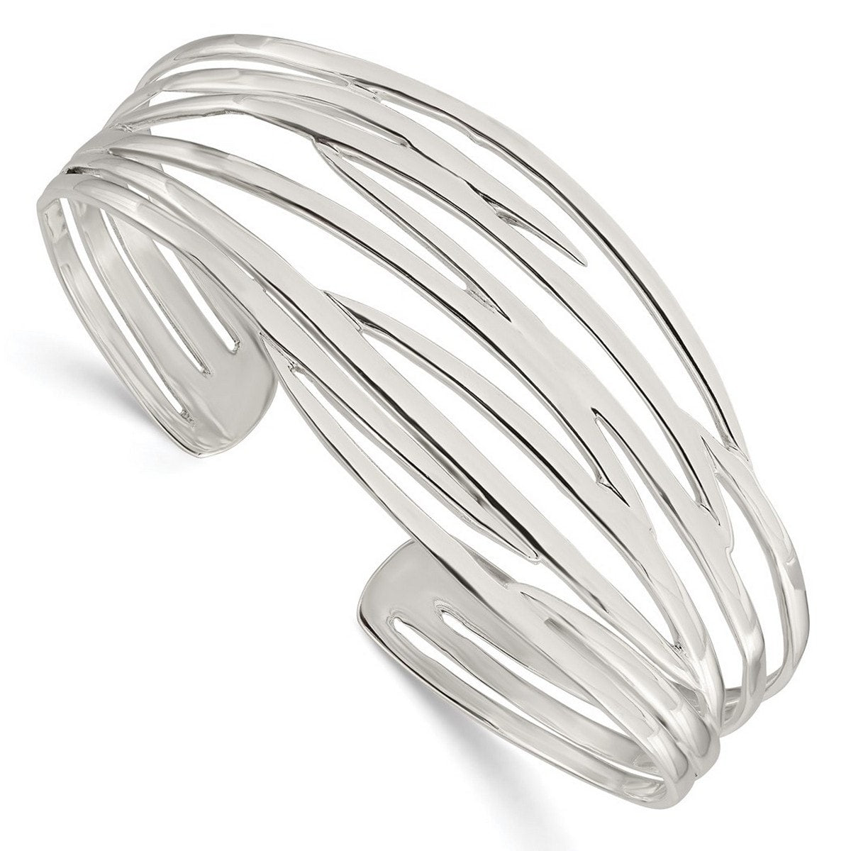Curata 26.4Mm 925 Sterling Silver 26.4Mm Polished Multi Row Cuff Bangle Bracelet
