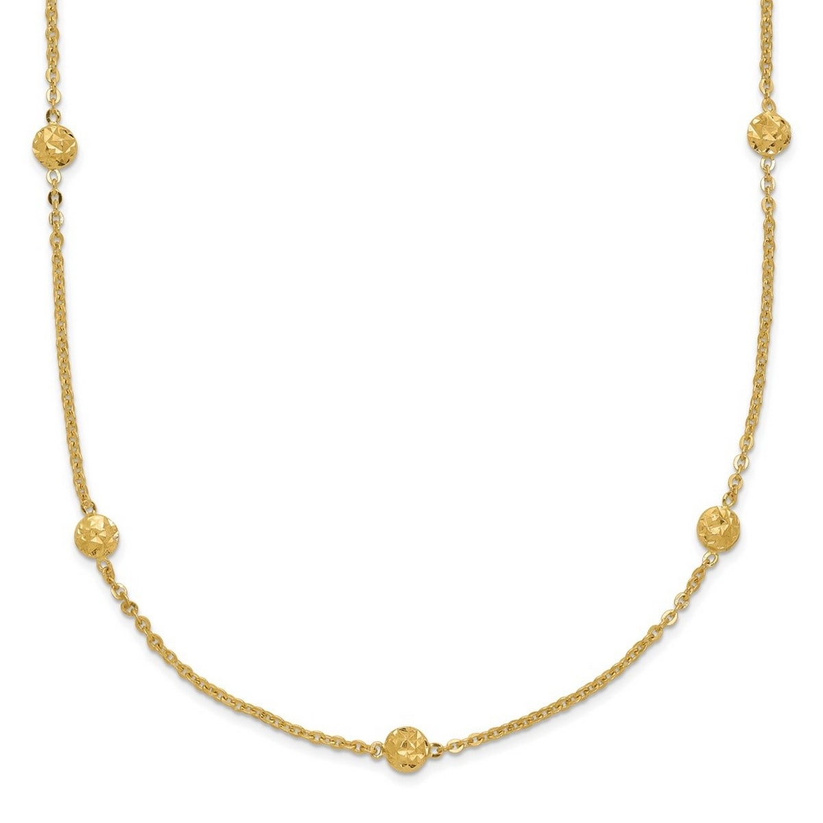 Curata 3Mm 14K Polished Diamond Cut Tiny Puffed Circles 15 Station Necklace 18