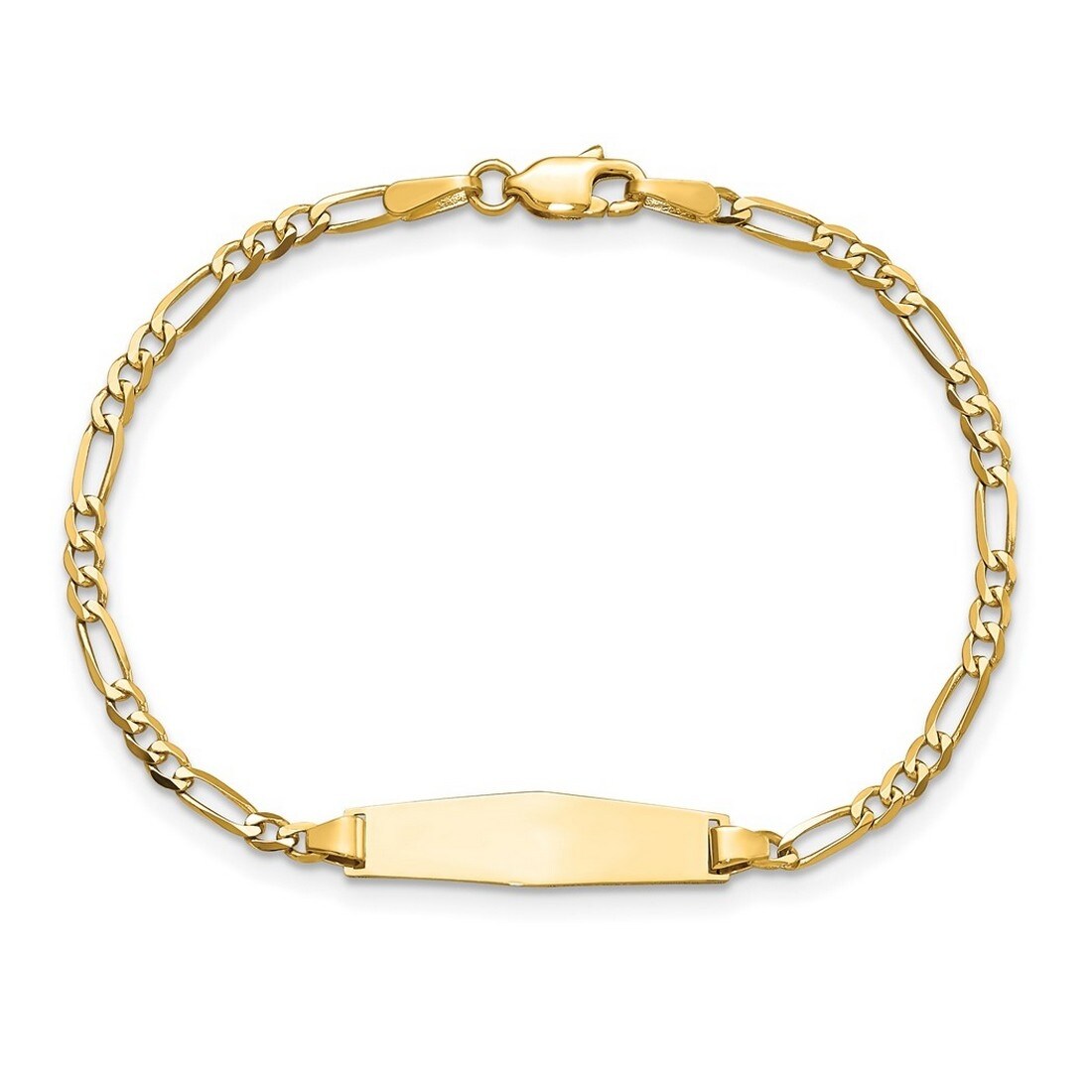 Curata 5.5Mm 14K Baby Soft Diamond Shape Id Figaro Bracelet 6 Inch