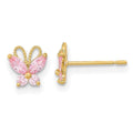 Curata 6.3Mm 14K Madi K Kids Pink Cubic Zirconia Butterfly Post Earings