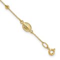 Curata 6.3Mm 14K Polished Sparkle Cut Cross And Miraculous Medal .75Inch Ext. Bracelet 6 Inch